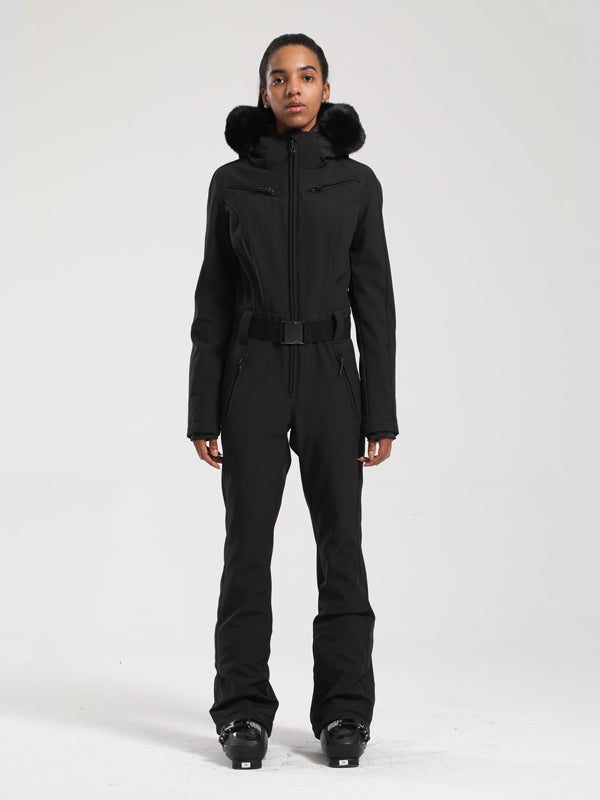 Women's Gsou Snow Classic Faux-Fur Trim Dawn Ski Suit One Piece