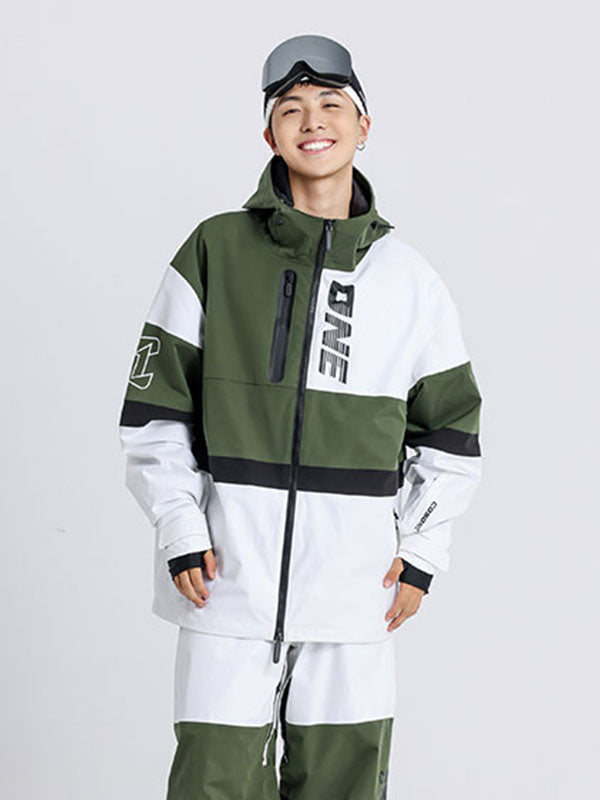 Cosone Herren Winterjacke mit Reißverschluss, Farbblock-Design, Windbreaker und Schneejacke
