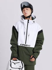 Cosone Powdreamer Herren-Anorak mit halbem Reißverschluss und Farbblock-Design, Schneejacke