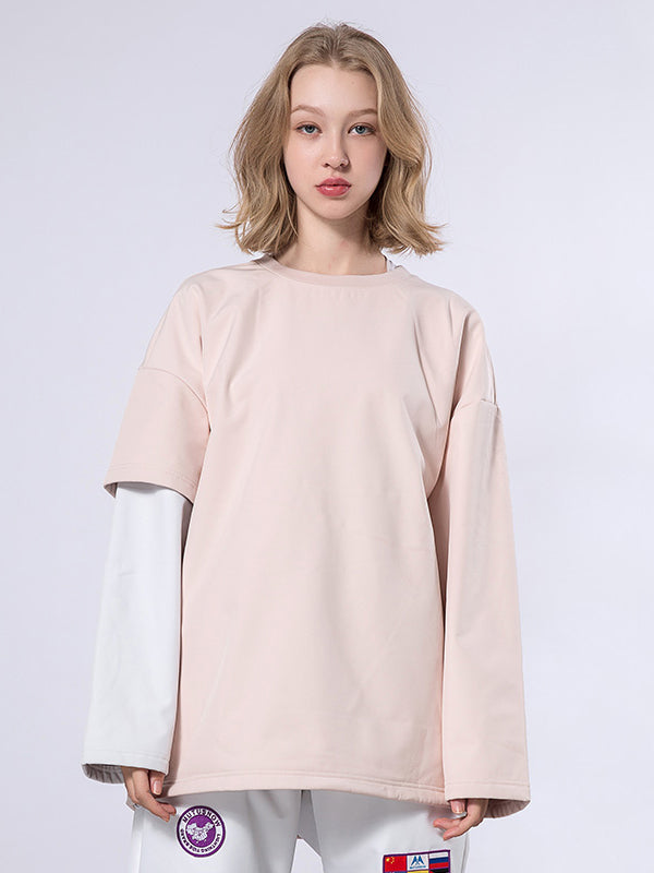 Mutu Damen-Pullover mit Rundhalsausschnitt und Fake-Two-Design