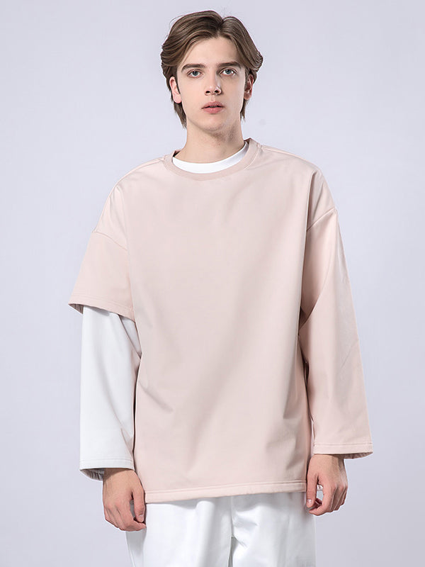 Mutu Herren-Pullover mit Rundhalsausschnitt und Fake-Two-Design