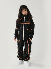 Air Pose Mountain Breaker Streifen-Cargo-Schneejacke und -hose für Kinder