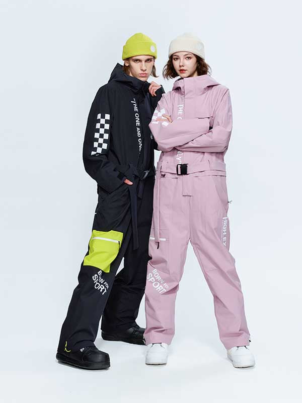 Damen High Experience Checkerboard Sleeve Urban Style Einteiler Snowboardanzug