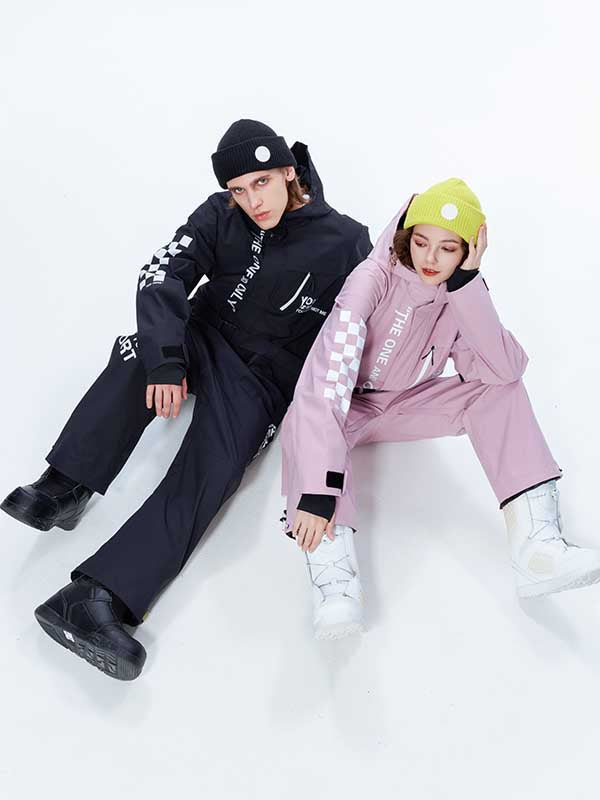 Damen High Experience Checkerboard Sleeve Urban Style Einteiler Snowboardanzug