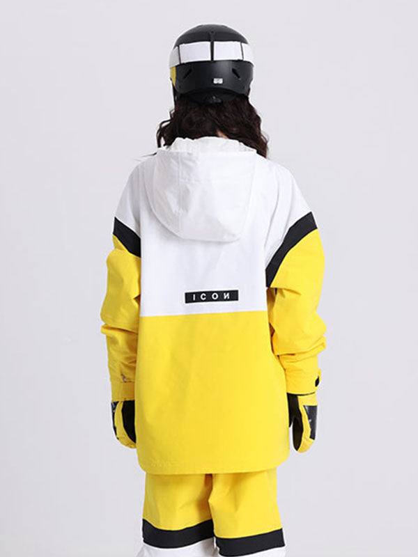 Cosone Powdreamer Herren-Anorak mit halbem Reißverschluss und Farbblock-Design, Schneejacke