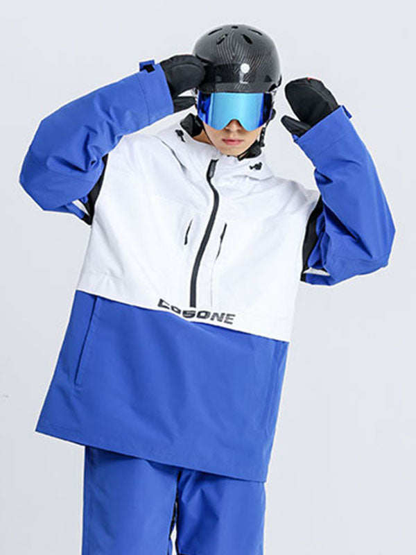 Cosone Powdreamer Herren-Anorak mit halbem Reißverschluss und Farbblock-Design, Schneejacke