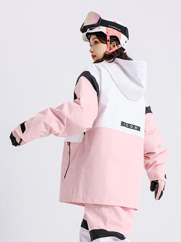 Cosone Powdreamer Herren-Anorak mit halbem Reißverschluss und Farbblock-Design, Schneejacke
