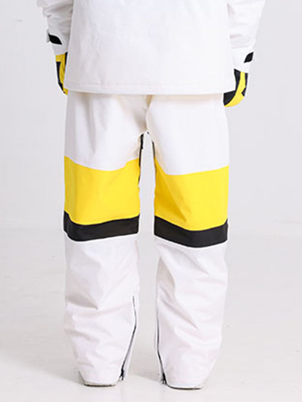 Cosone Winter-Windbreaker-Schneehose für Damen mit Reißverschluss und Farbblock-Design