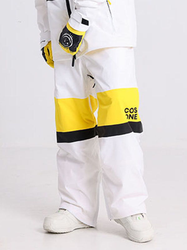 Cosone Winter-Windbreaker-Schneehose für Damen mit Reißverschluss und Farbblock-Design