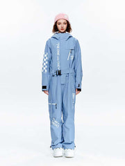 Damen High Experience Checkerboard Sleeve Urban Style Einteiler Snowboardanzug