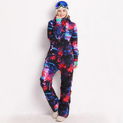 Damen Blue Magic Hyper Slope Star Ski Winter Einteiliger Schneeanzug